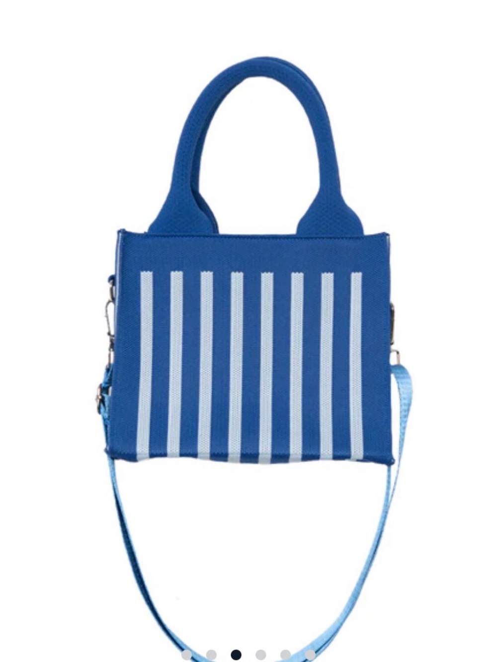 Katydid Blue Striped Mini Tote Purse with Detachable Strap